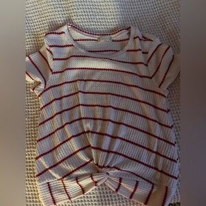 Altar'd State womens/ junior' Red and White Striped Tee